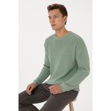 U.S. Polo Assn. Erkek Comfort Fit Bisiklet Yaka Yeşil Melanj Basic Kazak 50313679-VR115 - Su Yeşili - Bej - 3XL