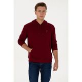 U.S. Polo Assn. Erkek Comfort Fit Kapüşonlu Bordo Basic Sweatshirt 50313746-VR014