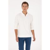 U.S. Polo Assn. Erkek Comfort Fit Yarım Fermuarlı Beyaz Sweatshirt 50316484-VR184 - Off White - XL