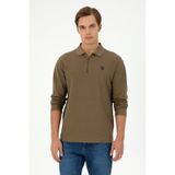 U.S. Polo Assn. Erkek Comfort Fit Yarım Fermuarlı Haki Sweatshirt 50293413-VR027