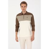 U.S. Polo Assn. Erkek Comfort Fit Yarım Fermuarlı Haki Sweatshirt 50315521-VR027 - Haki - 289 - 3XL