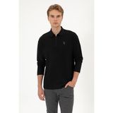 U.S. Polo Assn. Erkek Comfort Fit Yarım Fermuarlı Siyah Sweatshirt 50313754-VR046 - Siyah-128 - 2XL