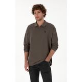 U.S. Polo Assn. Erkek Comfort Fit Yarım Fermuarlı Vizon Sweatshirt 50313754-VR052 - Vizon1 - XL
