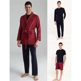U.S. Polo Assn. Erkek Damat Çeyiz Pijama Takım Robdöşambır Lacivert 12000 - Bordo