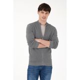 U.S. Polo Assn. Erkek Gri Melanj Basic Triko Hırka 50288871-VR086