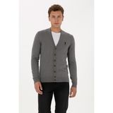 U.S. Polo Assn. Erkek Gri Melanj Basic Triko Hırka 50313702-VR086 - Grimelanj - 2XL