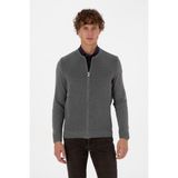 U.S. Polo Assn. Erkek Gri Melanj Basic Triko Hırka 50313721-VR086 - Grimelanj - 2XL