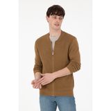 U.S. Polo Assn. Erkek Haki Melanj Basic Triko Hırka 50288870-VR125
