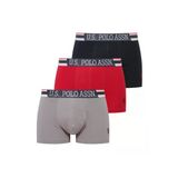 U.s. Polo Assn. Erkek İç Giyim 3'Lü Kutulu Ürün Düz Renk Boxer Gri-Kırmızı-Lacivert - Çoklu Renk - Arsno80j58x4-Lgrı