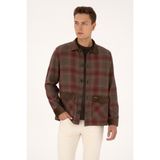 U.S. Polo Assn. Erkek Kahverengi Ekoseli Bordo Cepli Gömlek 50308360-VR177 - XL