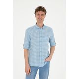 U.S. Polo Assn. Erkek Kareli Açık Mavi Gömlek 50283820-VR003 - Açik Mavi