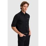 U.S. Polo Assn. Erkek Keten Karışımlı Siyah Uzun Kollu Basic Gömlek 50320262-VR046 - XL