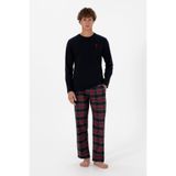 U.S. Polo Assn. Erkek Kırmızı Ekoseli Lacivert Pijama Takımı 50318615-VR033