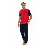 U.S. Polo Assn. Erkek Kısa Kollu Bisiklet Yaka Pijama Takımı, Kırmızı, XL