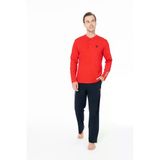 U.s. Polo Assn. Erkek Konforlu %100 Pamuk Yaka Düğmeli Kırmızı Pijama Takımı - Kırmızı - Arsno18f95p9-Zkır