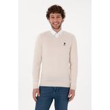 U.S. Polo Assn. Erkek Krem Melanj Kazak/triko 50288881-VR159, Beyaz, XL