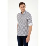 U.S. Polo Assn. Erkek Lacivert Çizgili Beyaz Gömlek 50296599-vr033