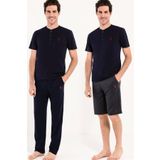 U.S. Polo Assn. Erkek Lacivert Pijama Takımı 3'lü US.01.12005