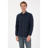 U.S. Polo Assn. Erkek Lacivert Uzun Kollu Çizgili Gömlek 50308398-VR033 - XL
