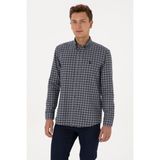 U.S. Polo Assn. Erkek Lacivert Uzun Kollu Kareli Gömlek 50308526-VR003 - Açik Mavi