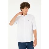 U.S. Polo Assn. Erkek Lila Çizgili Beyaz Gömlek 50288675-vr034