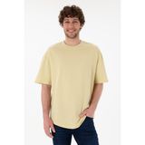 U.S. Polo Assn. Erkek Long Fit Bisiklet Yaka Açık Haki Basic Tişört 50305988-VR183 - M