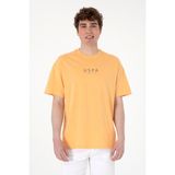 U.S. Polo Assn. Erkek Oversize Fit Bisiklet Yaka Turuncu Tişört 50299543-VR202 - Kavun - XL