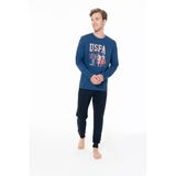 U.s. Polo Assn. Erkek Paça Lasiktli Baskılı İndigo %100 Pamuk Pijama Takımı - İndigo - Arsno18o95h5-Aınd