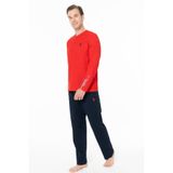 U.S. POLO ASSN. Erkek Penye Mevsimlik Düz Renk Ev Giyim Pijama Takım Alt Üst Takım-KIRMIZI-5XL