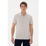 U.S. Polo Assn. Erkek Regular Fit Açık Gri Düğmeli Triko Tişört 50306455-VR001