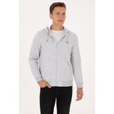 U.S. Polo Assn. Erkek Regular Fit Açık Gri Şardonlu Örme Hırka 50313755-VR001 - 3XL