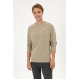 U.S. Polo Assn. Erkek Regular Fit Bisiklet Yaka Açık Haki İnce Basic Sweatshirt 50313752-VR183