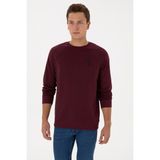 U.S. Polo Assn. Erkek Regular Fit Bisiklet Yaka Bordo Basic Sweatshirt 50308103-VR177 - Plum Perfect
