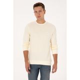 U.S. Polo Assn. Erkek Regular Fit Bisiklet Yaka Desenli Krem Sweatshirt 50308917-VR256 - İnci