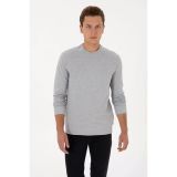 U.S. Polo Assn. Erkek Regular Fit Bisiklet Yaka Gri Melanj İnce Sweatshirt 50324788-VR086