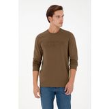 U.S. Polo Assn. Erkek Regular Fit Bisiklet Yaka Haki Basic Sweatshirt 50289058-VR027