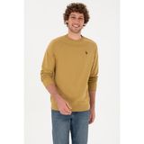 U.S. Polo Assn. Erkek Regular Fit Bisiklet Yaka Hardal İnce Basic Sweatshirt 50313752-VR151 - Oil