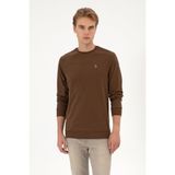 U.S. Polo Assn. Erkek Regular Fit Bisiklet Yaka Kahverengi İnce Basic Sweatshirt 50313752-VR029