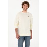 U.S. Polo Assn. Erkek Regular Fit Bisiklet Yaka Krem İnce Basic Sweatshirt 50313752-VR256 - İnci