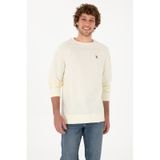 U.S. Polo Assn. Erkek Regular Fit Bisiklet Yaka Krem İnce Basic Sweatshirt 50313752-VR256
