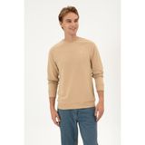 U.S. Polo Assn. Erkek Regular Fit Bisiklet Yaka Kum İnce Basic Sweatshirt 50313752-VR085