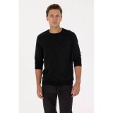 U.S. Polo Assn. Erkek Regular Fit Bisiklet Yaka Siyah Basic Sweatshirt 50307793-VR046