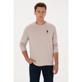 U.S. Polo Assn. Erkek Regular Fit Bisiklet Yaka Taş Basic Sweatshirt 50308103-VR049 - Taş1