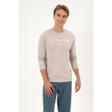 U.S. Polo Assn. Erkek Regular Fit Bisiklet Yaka Taş İnce Basic Sweatshirt 50313743-VR049 - Taş1