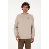 U.S. Polo Assn. Erkek Regular Fit Bisiklet Yaka Taş İnce Basic Sweatshirt 50313752-VR049 - Taş1