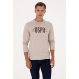 U.S. Polo Assn. Erkek Regular Fit Bisiklet Yaka Taş İnce Sweatshirt 50315570-VR049 - Taş1 - M
