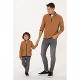 U.S. Polo Assn. Erkek Regular Fit Camel Polar Yarım Fermuarlı Basic Sweatshirt 50313777-VR233 - Bisküvi