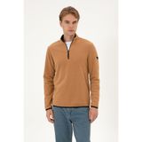 U.S. Polo Assn. Erkek Regular Fit Camel Polar Yarım Fermuarlı Basic Sweatshirt 50313777-VR233