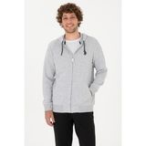 U.S. Polo Assn. Erkek Regular Fit Fermuarlı Kapüşonlu Açık Gri Örme Hırka 50313748-VR001 - 3XL