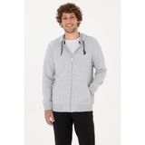U.S. Polo Assn. Erkek Regular Fit Fermuarlı Kapüşonlu Açık Gri Örme Hırka 50313748-VR001